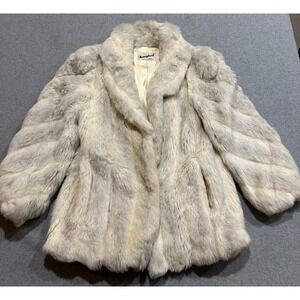 Vintage Donnybrook Faux Fur Coat Women's Size 11 White/Light Gray USA